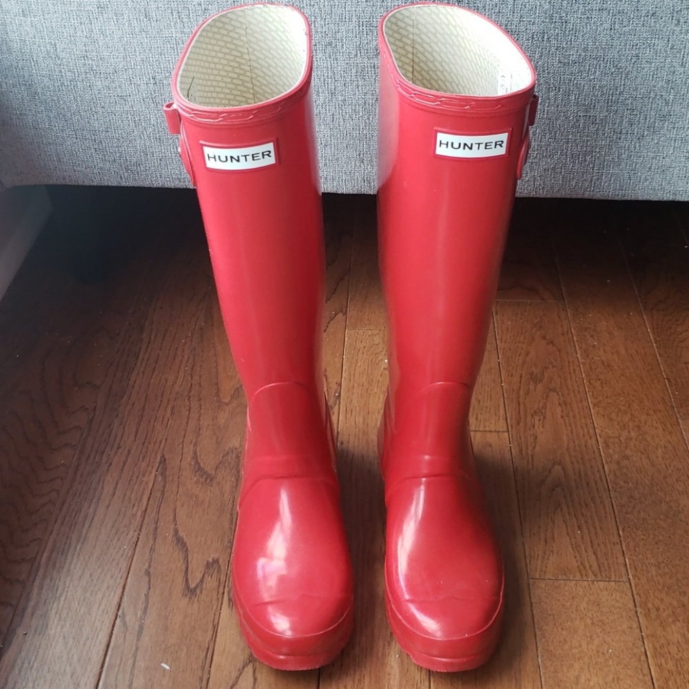 Red tall Hunter Boots